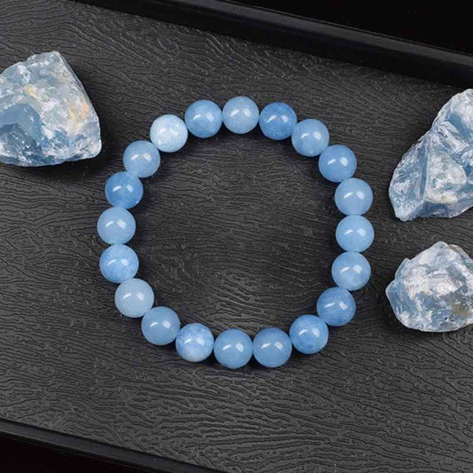 Jessa - Armband med Naturliga Akvamarin-Kvarts-Pärlor